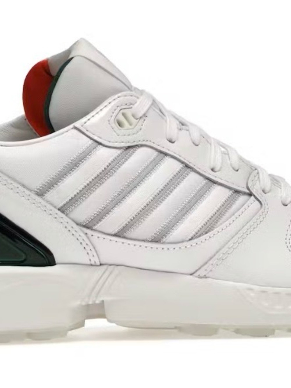 NWT UMiami adidas White Sneakers with Metallic Green & Orange Heel Accents - Picture 3 of 5